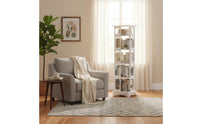 360 Degree Revolving Bookcase Solid Wood Floor Standing Book Rack Space Saving