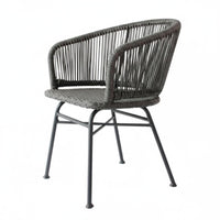 Woven Backrest Armchair Nordic Design Patio Chair Minimoutsideist Design Weather-Resistant for Homeowners, Boutsidecony