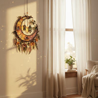 Flower-Adorned Moon Hanging Ornament Light Catching Acrylic Moon Ornament Creates Colorful Light Displays Window Hanging for Balcony, Patio
