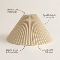Pleated Lampshade, Light Shade, Detachable Pendant Lamp Cover, Table Lamp Shade, #variant:Khaki Linen