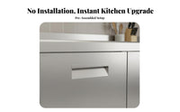 Easy to Clean Stainless Steel Kitchen Cabinet Rust-Proof Kitchen Storage Unit with Countertop Long-Lasting Construction Metal Utility Sink Cabinet Waterproof for Homeowners, DIY Enthusiasts, Small Business Owners, Basement, Workshop, Garage