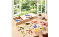 Interlocking Wooden Puzzle Set Early-Learning Puzzle with Storage Box Interactive Educational Toy Screen-Screenless for Preschoolers