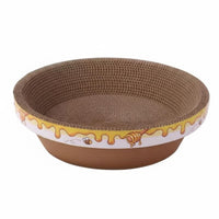 Sturdy Round Cat Scratcher Bowl Less Mess Round Cat Scratcher Bed Recyclable Material Corrugated Scratch Pad for Cats, Kittens