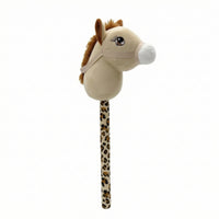 Stuffed Hobby Horse with Leopard-Print Shaft Soft Soft Horse Head Stick Toy Lightweight for Toddlers