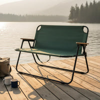 Foldable Design Double Folding Chair Heavy Duty 2 Person Folding Camp Chair Anti-Slip Feet Portable Outdoor Loveseat Rust Resistant Frame for Campers, Couples, Picnic, Patio, Backyard