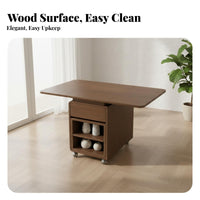 Drop-Flap Storage Cart Multi-Functional Living Room Furniture for Coffee Station