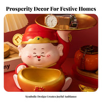 God of Wealth Figurine Resin Craft Wealth Shen Statue Storage Bowl Fortune God Decorative Tray Chinese Design for Adults