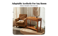 Tiered Wooden Stand Neotimelessal Aesthetic Narrow Storage Table Multitier Design Adaptable Use for Homeowners, Small Spaces