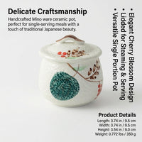 Mino Ware Sakura Steamer Bowl, Ceramic, Japanese Style