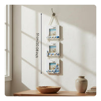 Triple Hanging Photo Frame Mediterranean Aesthetic Coastal Theme Wall Decor