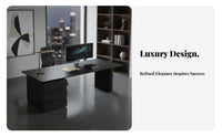 Black Minimalist Desk Sintered Stone Top premium Workstation Italian aesthetic Office Furniture for Remote Workers, Small Apartment, Study Room, Bedroom