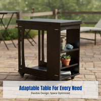 Rubber Wood Side Table, Foldable Top, Multifunctional Coffee Table, Living Room, Dining Table, Space-Saving