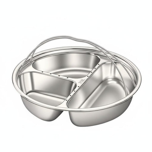 Divided Steamer Plate Deepened Design Round Portion Control Plate for Dieters