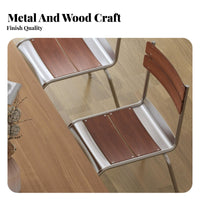 Wood and Metal Side Chair Nordic design Seating Furniture Japanese Aesthetic Minimalist Design for Dining Room, Restaurant, Cafe