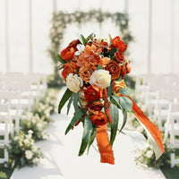 Faux Artificial Bridal Bouquet Lifelike Wedding Bouquet with Ribbons Lightweight Flowers Long-Lasting for Bridesmaids