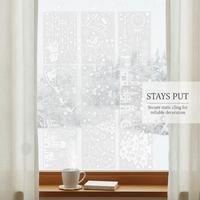 Christmas Static Window Clings - Santa, Snowman, Reindeer Decals for Holiday Decoration