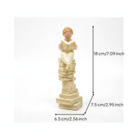 Girl on Books Statue Book-Themed Seated Girl Resin Ornament Gift Idea