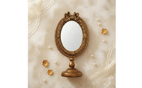 Oval Tabletop Mirror Pedestal Base Home Decor Decorative