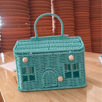 Rattan Gift Box Portable Handle House Basket Handwoven for Birthday