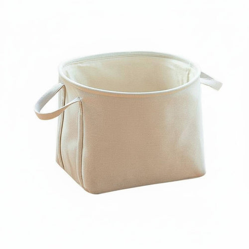 Linen Clothes Storage Basket Foldable Canvas Laundry Hamper Natural Material