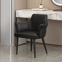 Padded Dining Chair with Armrests Modern Eco Leather Chair Tapered Legs Accent Armchair Comfortable for Home Office, Vanity