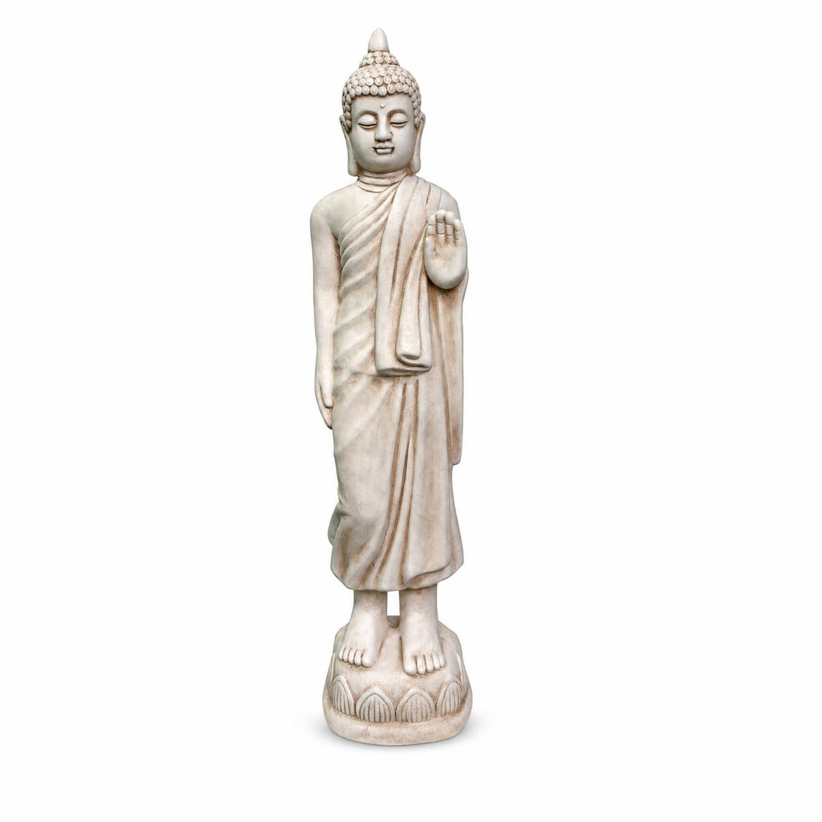 Buddha Statue with Pedestal Ornate Buddha Statue Temple Aesthetic Decor for Garden, Entryway