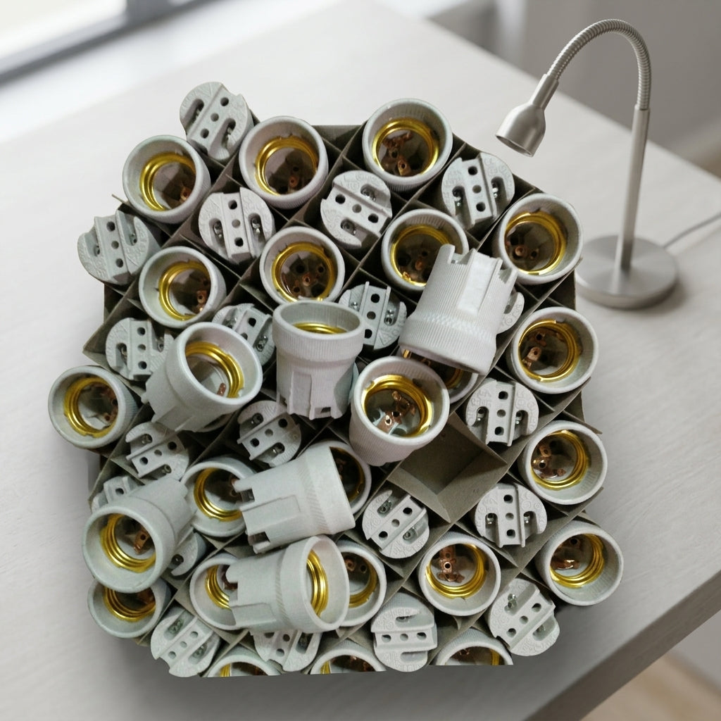 Table Lamp and Ceiling Lighting Light Fitting, Single Pendant Light with E27 Lamp Holder, Heat Resistant 250V Bulb Holder, Ceramic Porcelain E27