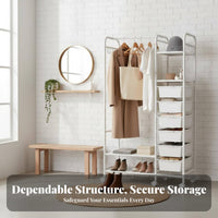 Easy Assembly Independent Standing Coat Rack Sturdy Independent Standing Closet Organizer Thickened Steel Frame Metal Clothing Rack with Shelf Strong Load Bearing for Homeowners, Boutique Owners, Bedroom, Entryway, Apartment, Laundry Room
