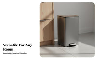 Large Capacity Foot Pedal Trash Can Hands-No-Cost Operation Stainless Steel Garbage Can Removable Inner Container Stainless Steel Pedal Bin Odor Control for Families, Homeowners, Office Workers, Living Room, Bedroom