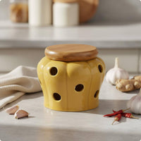 Breathable Garlic Container Freshness Keeping Ceramic Garlic Jar Easy to Clean