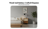 Single-Drawer Rattan Nightstand Minimalist Aesthetic Bedside Table for Students