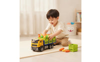 Inertia-Style Transport Truck with Play Food Alloy Toy Truck with Cargo Bed Authentic Vehicle Set Friction-Powered for Children, Toddlers, Playroom