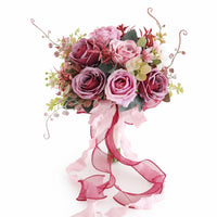 Bridal Bouquet with Ribbons Satin Flowers Reusable for Brides