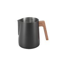 Milk Steaming Pitcher with Wooden Handle Exact Measurement for Coffee Lovers
