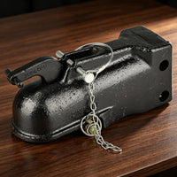 Heavy-Duty Adjustable Hitch Coupler with Safety Chain Reliable Adjustable Trailer Coupler Latch Long-Lasting Hardware Secure for Towing