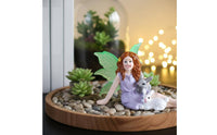 Girl and Hare Figurine Fantasy Style Micro Landscape Ornament Detailed Sculpture Pot Decoration