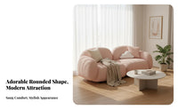 Creamy design aesthetic 2-Seater Loveseat Cute Design Rounded Loveseat Space-Saving Small Couch fluffyLike Shape for Apartment Dwellers, Boutique Owners, Young Adults, Bedroom, Boutiques, Lounge Areas, Office