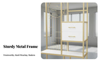 Gold Finish Freestanding Openwork Screen Modern Design Room Divider Multi-Functional Space Partition Multifunctional for Apartment Dwellers, Office Workers, Business Owners, Entryway, Bedroom