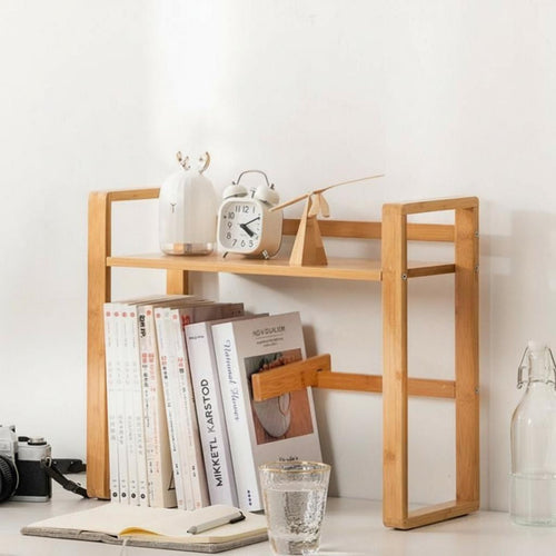 2-Tier Book Rack Large Capacity 2-Tier Tabletop Rack Easy Assembly for Students