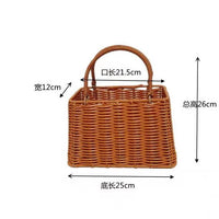 Handwoven Plastic Rattan Fruit Basket with Handle