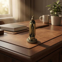 Tabletop Antique Metal Figurine Embossed Detailing Robed Figurine Small Ornate Base Statue for Desk, Office, Car