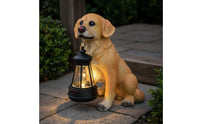 Solar Dog Lantern Weather Resistant Outdoor Decor Waterproof for Entryway
