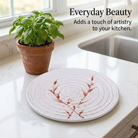 Hand-painted Cherry Blossom Ceramic Plate, Japanese Style