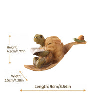 Turtle and Rabbit Reading Figurine Cute Design Resin Creature Sculpture