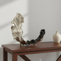 Abstract Leaf Fruit Bowl Glazed Finish Decorative Nut Bowl Easy to Clean Home Decor Item for Reception Area