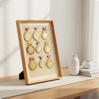 Solid Wood Medal Display Frame Ideal Gift Long-Distance Race Medal Holder Wall Mountable 3D Deep Box Frame for Runners
