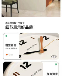 Modern Minimalist Wall Clock for Living Room and Bedroom, Silent, No Drilling Required, Wall-Mounted