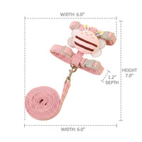 1.2m Bee Harness and Leash Set - Pink Feline Harness, Cat Leash, Soft Cloth H-Shaped Harness for Small Cats, Cute Cartoon Pets Walking Set
