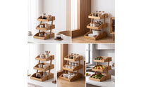 Wooden Countertop Organizer Sturdy 3-Tier Wooden Rack Multi-Use Stepped Storage Shelf for Coffee Lovers, Kitchen Counter