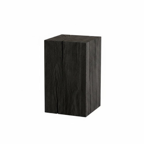 pure Wood Carbonized Square Log Block Wabi-Sabi Design Plant Stand Rustic Aesthetic Accent Table Multi-Functional for Home Decorators, Homeowners, Entryway, Living Room, Bedroom, Balcony